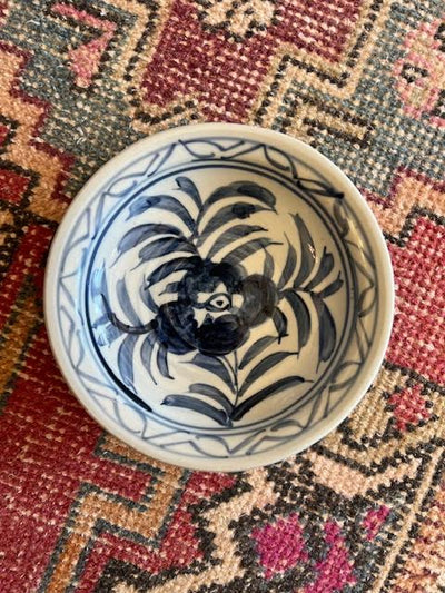 Small Blue & White Porcelain Floral Dish