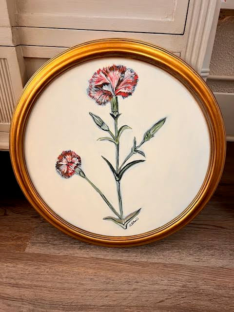 AO 16" Round Botanical Single Stem in Gold Frame