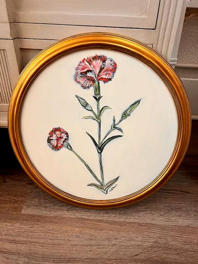 AO 16" Round Botanical Single Stem in Gold Frame