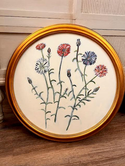 AO 16" Round Botanical Multi-Stem in Gold Frame