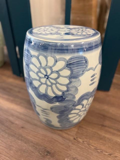 Hand Painted Blue & White Floral Garden Seat