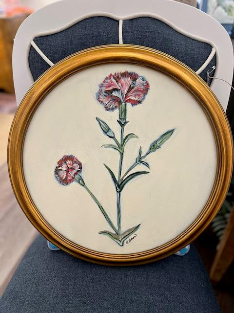AO 16" Round Botanical Single Stem in Gold Frame