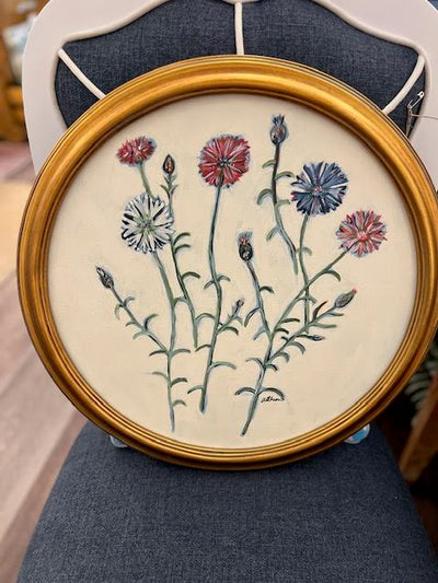 AO 16" Round Botanical Multi-Stem in Gold Frame