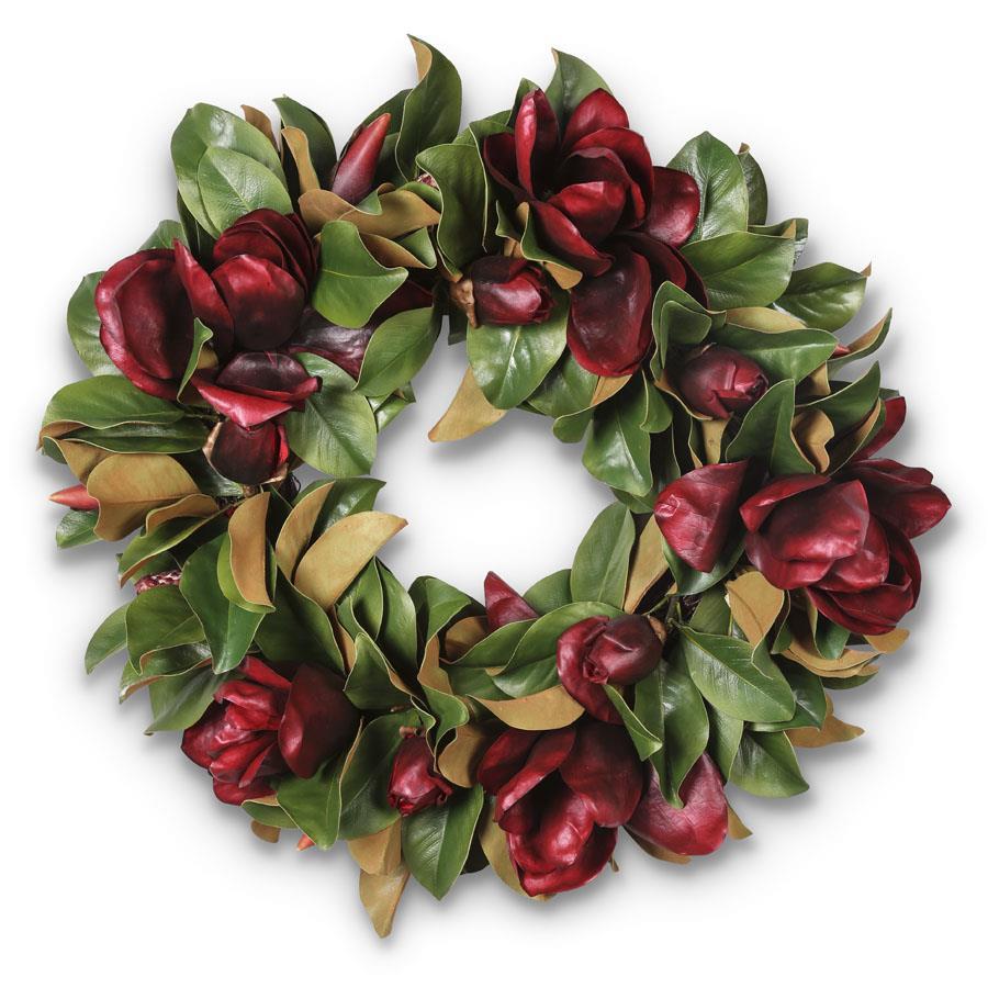 30" Burgundy Magnolia Wreath