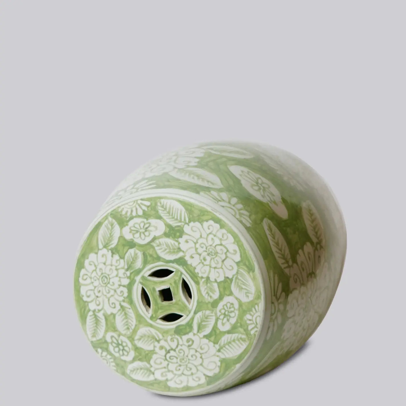 Green and White Porcelain Floral Garden Seat