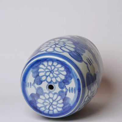 Hand Painted Blue & White Floral Garden Seat