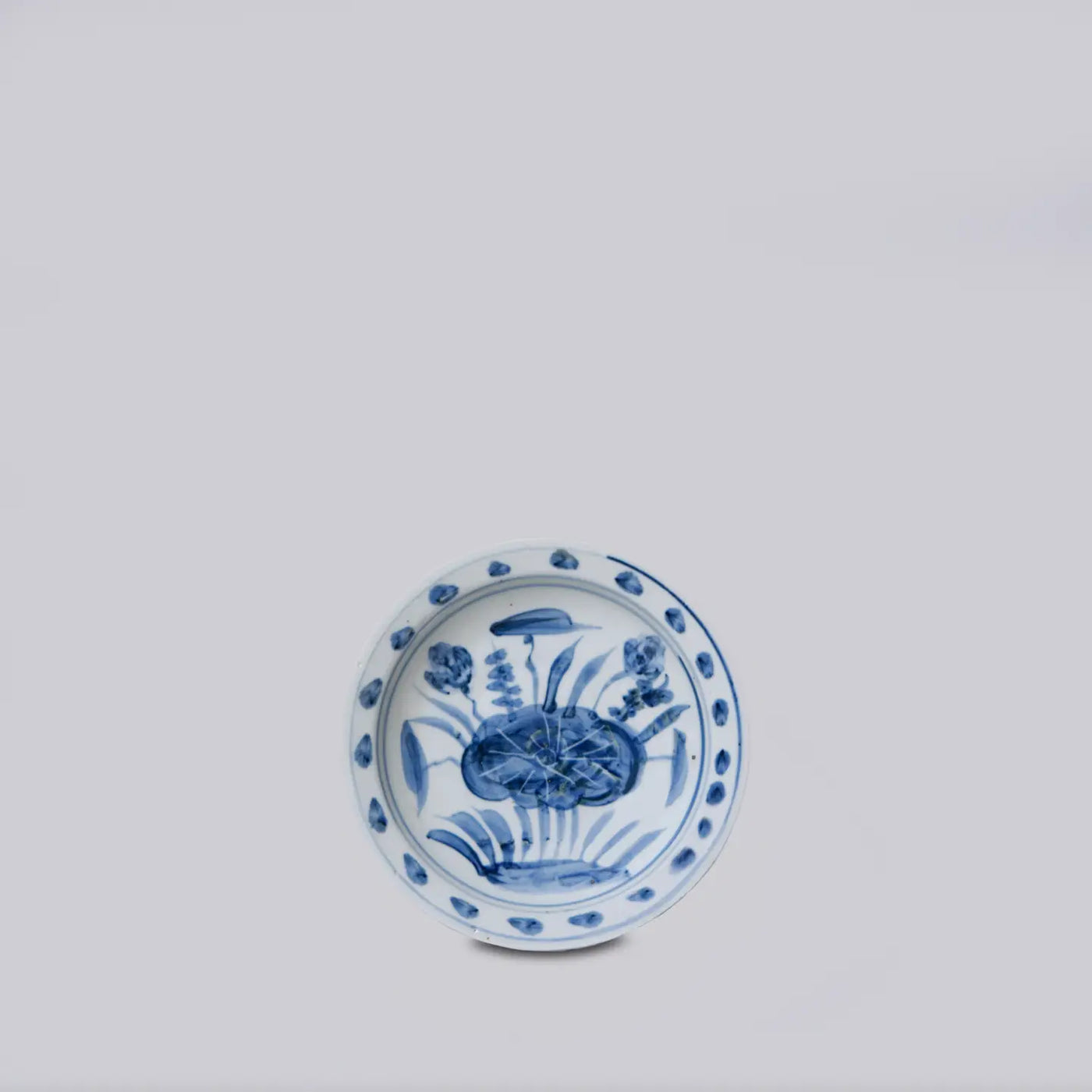 Small Blue & White Porcelain Lotus Dish