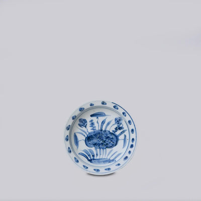 Small Blue & White Porcelain Lotus Dish