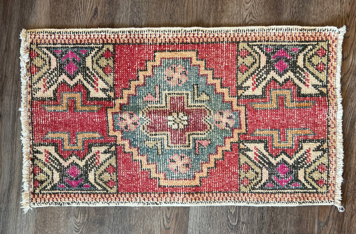 Vintage Turkish Anatolian Wool Tribal Rugs 2x3 ft