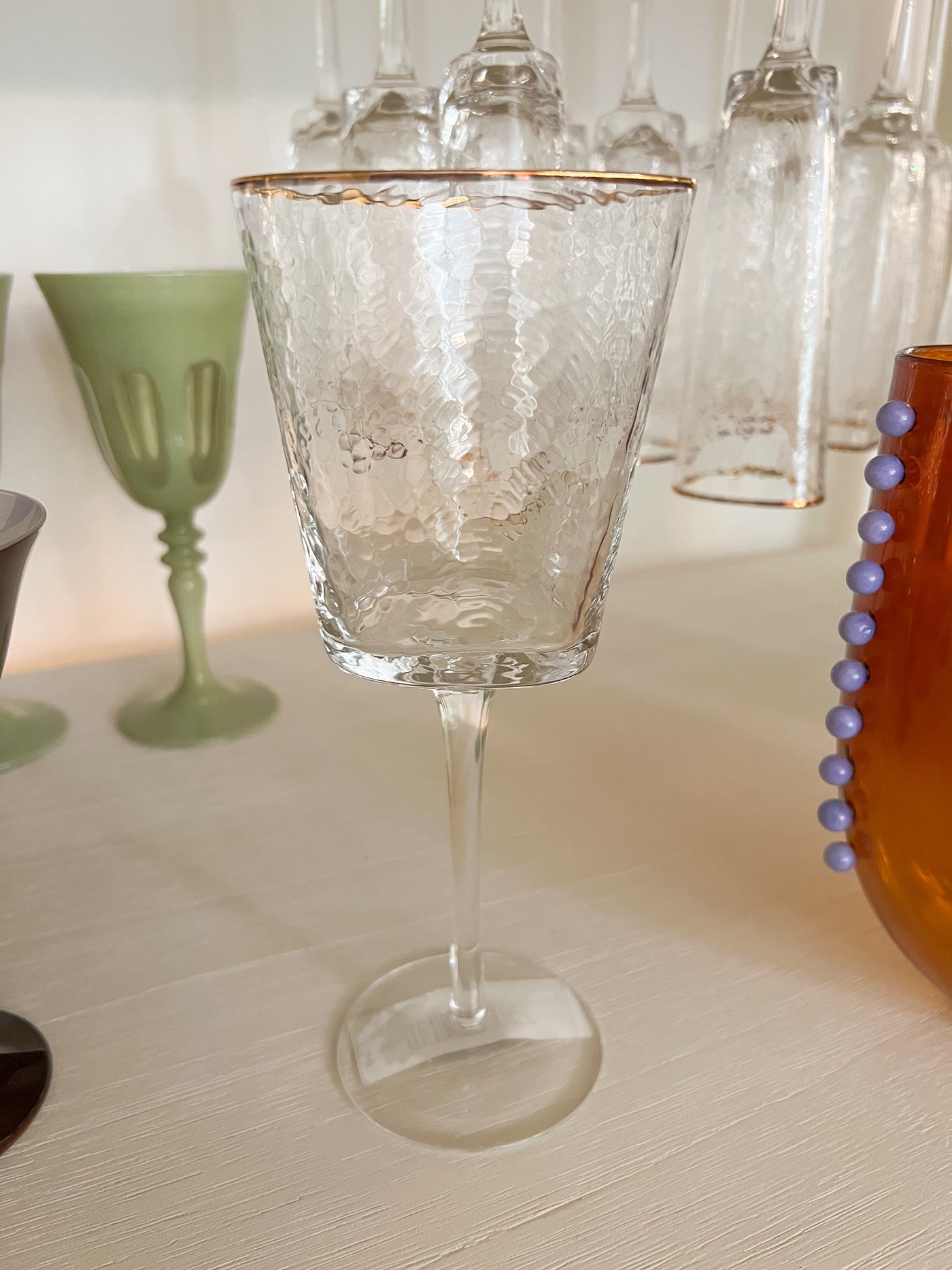 Aperitivo Triangular Wine Glass with gold rim