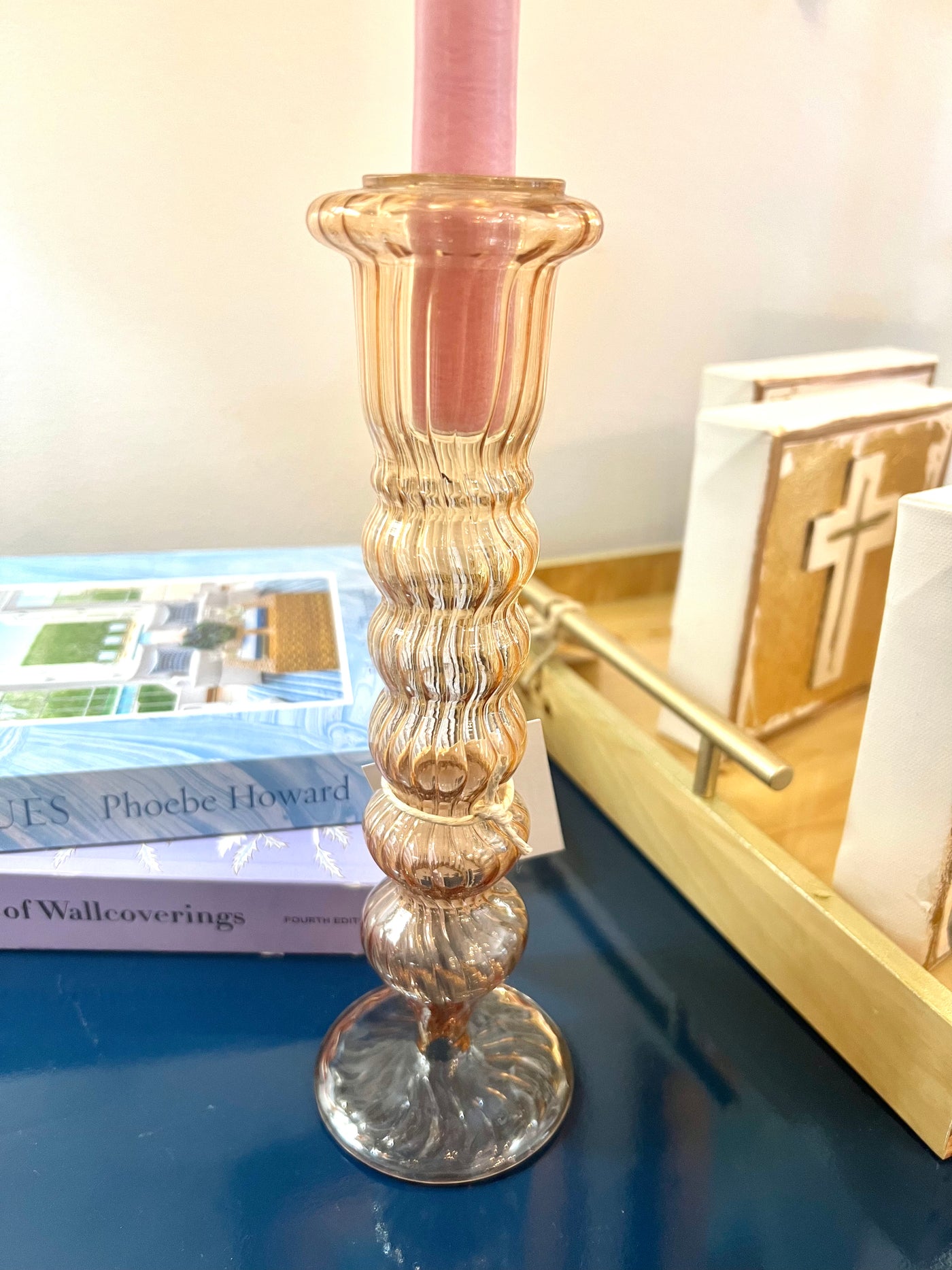 Glass Candle Holder - Blush