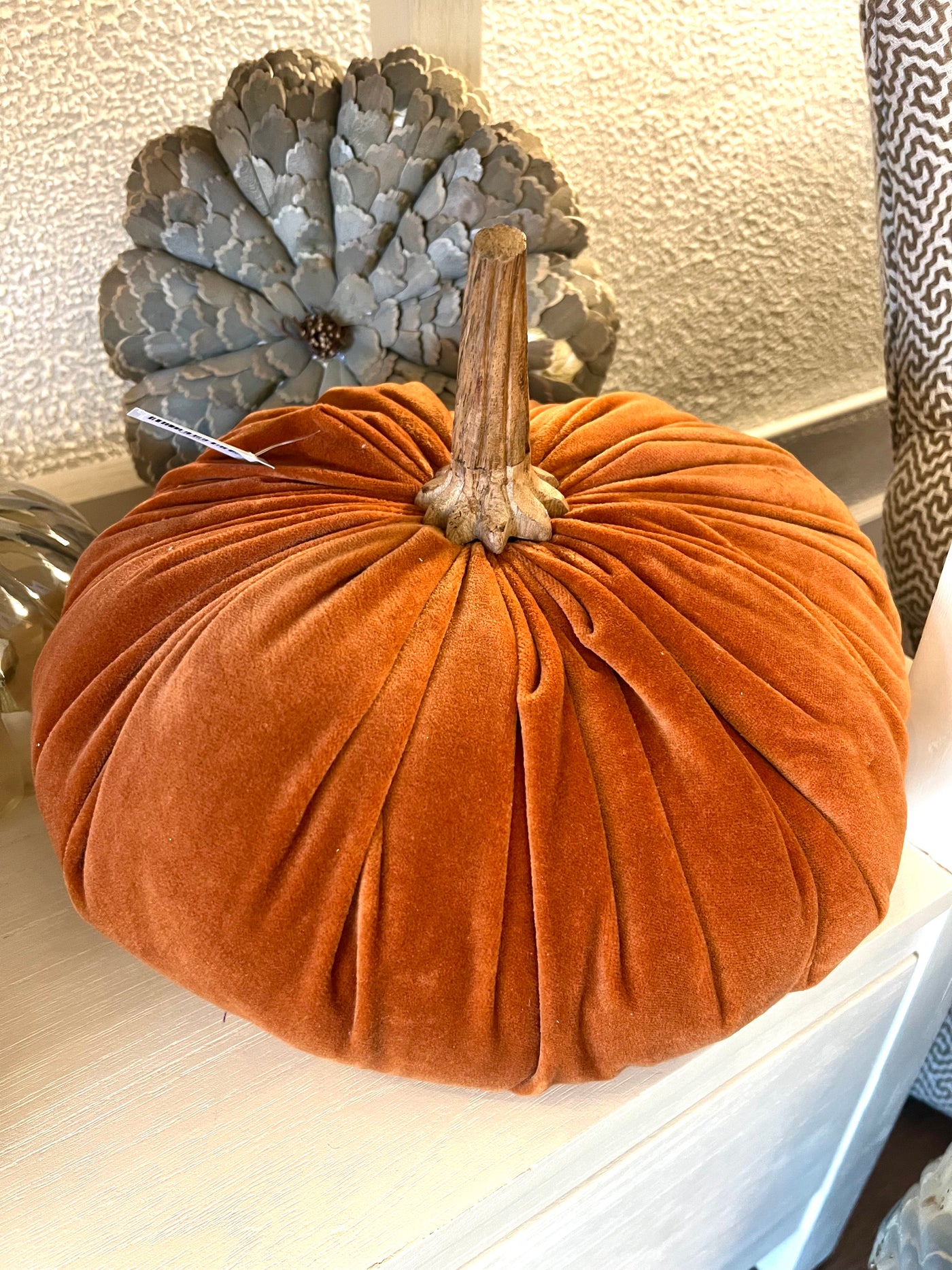 Rust Velvet Ruched Pumpkin