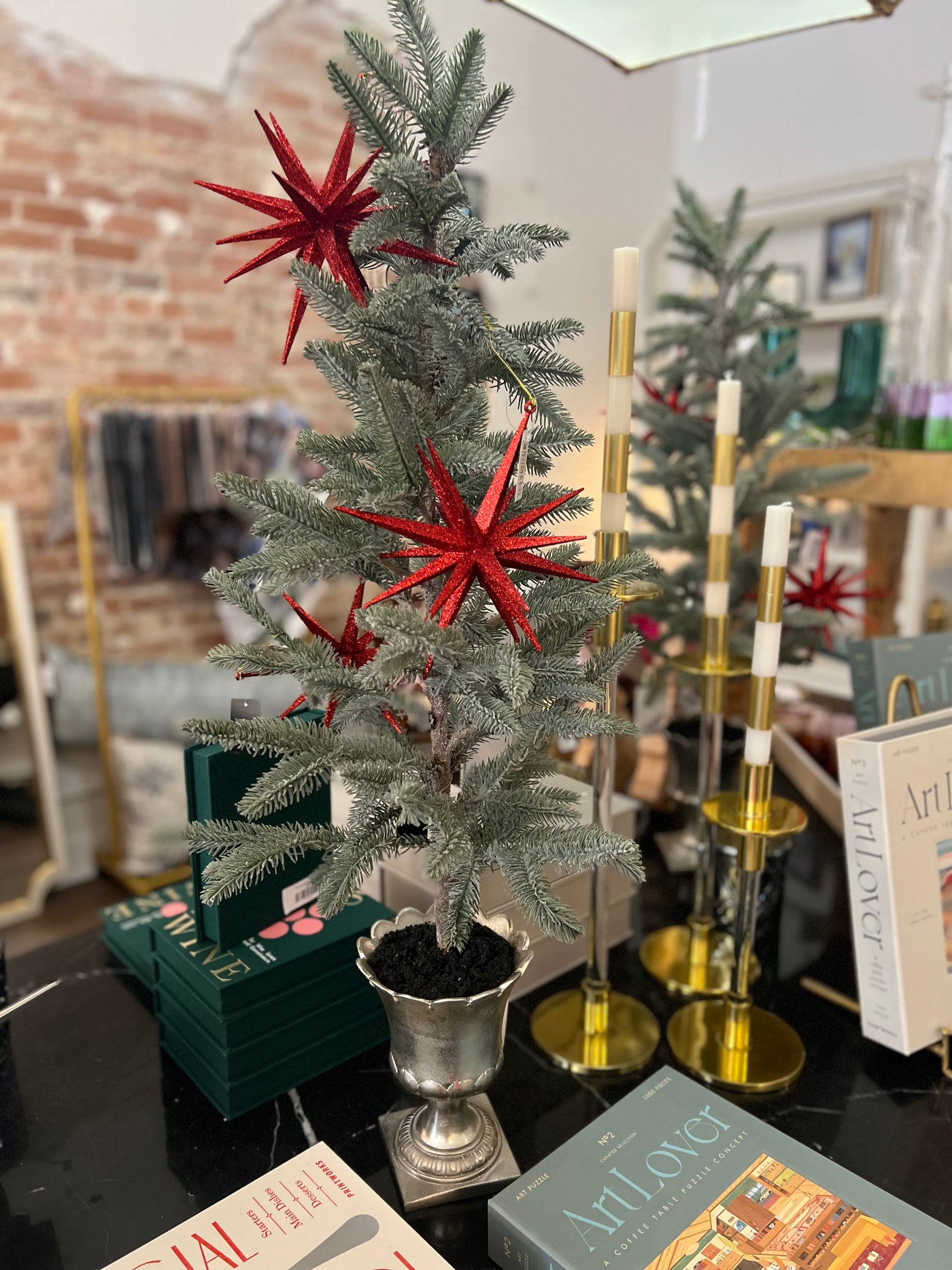 Glittered Pine Christmas Tree in Silver Urn