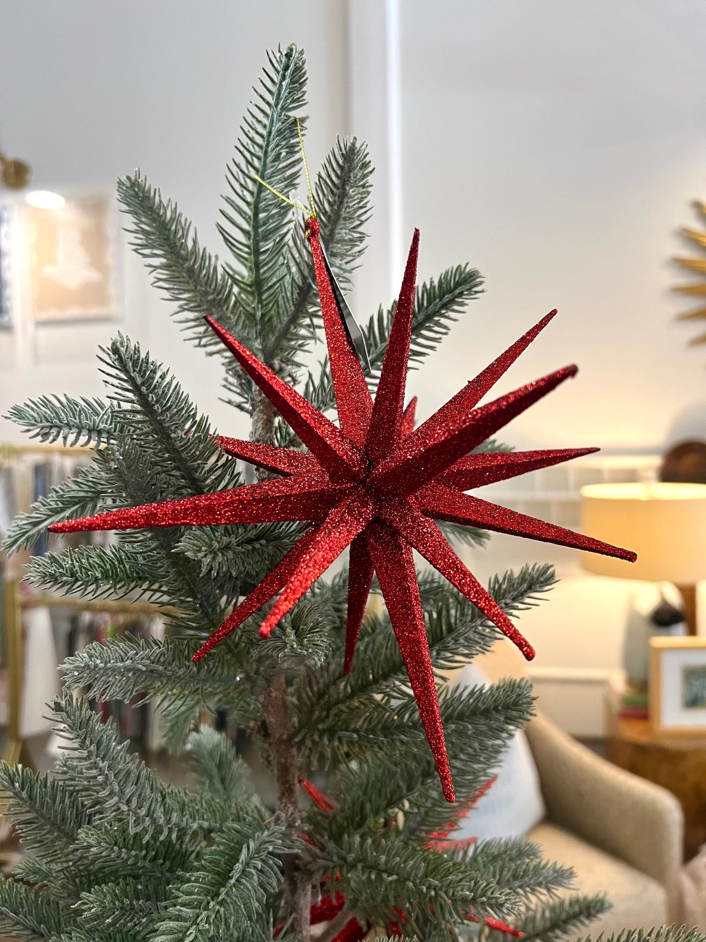 Large Red Glitter Star Ornament