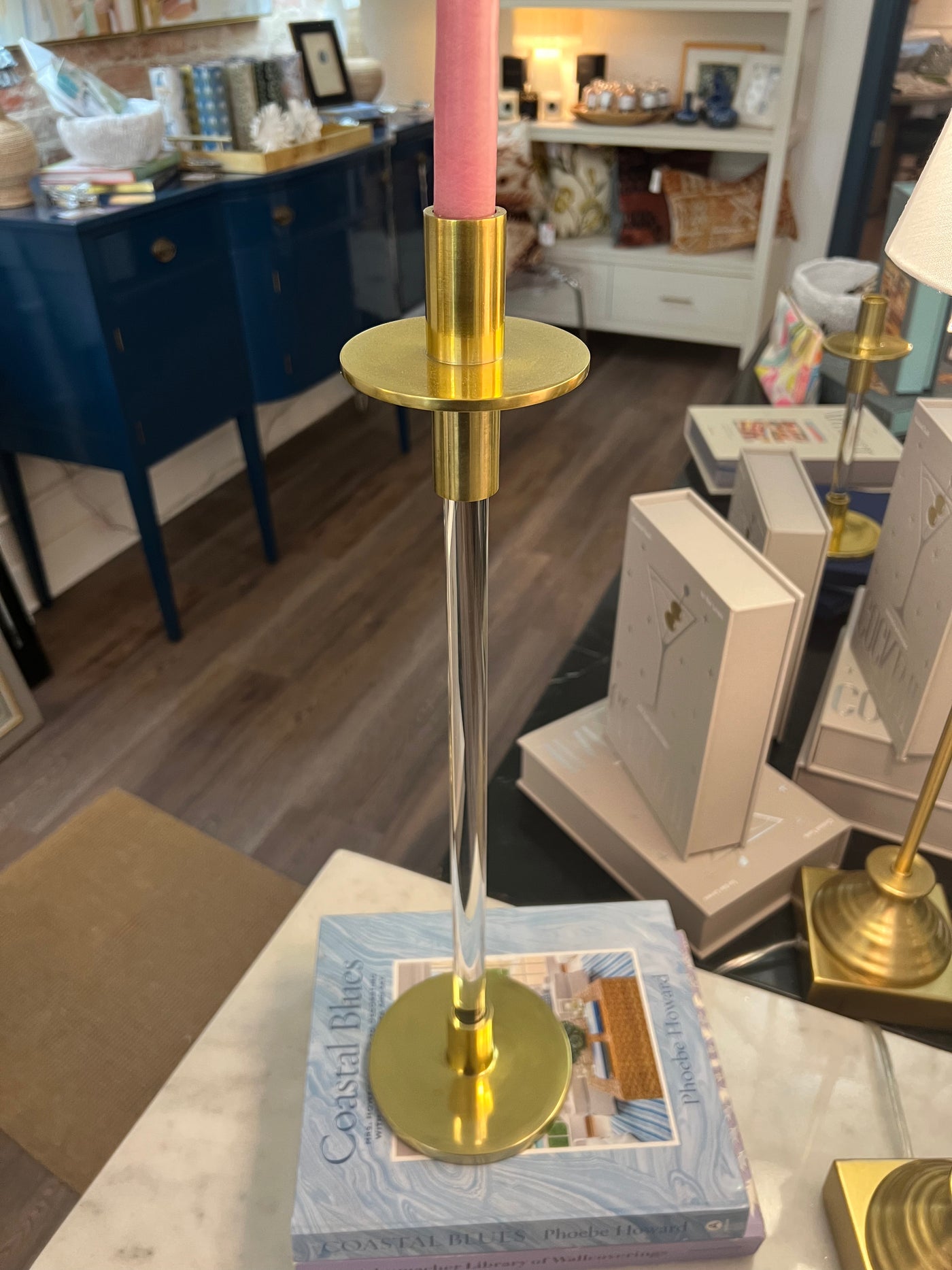 Lg. Acrylic/Gold Candlestick