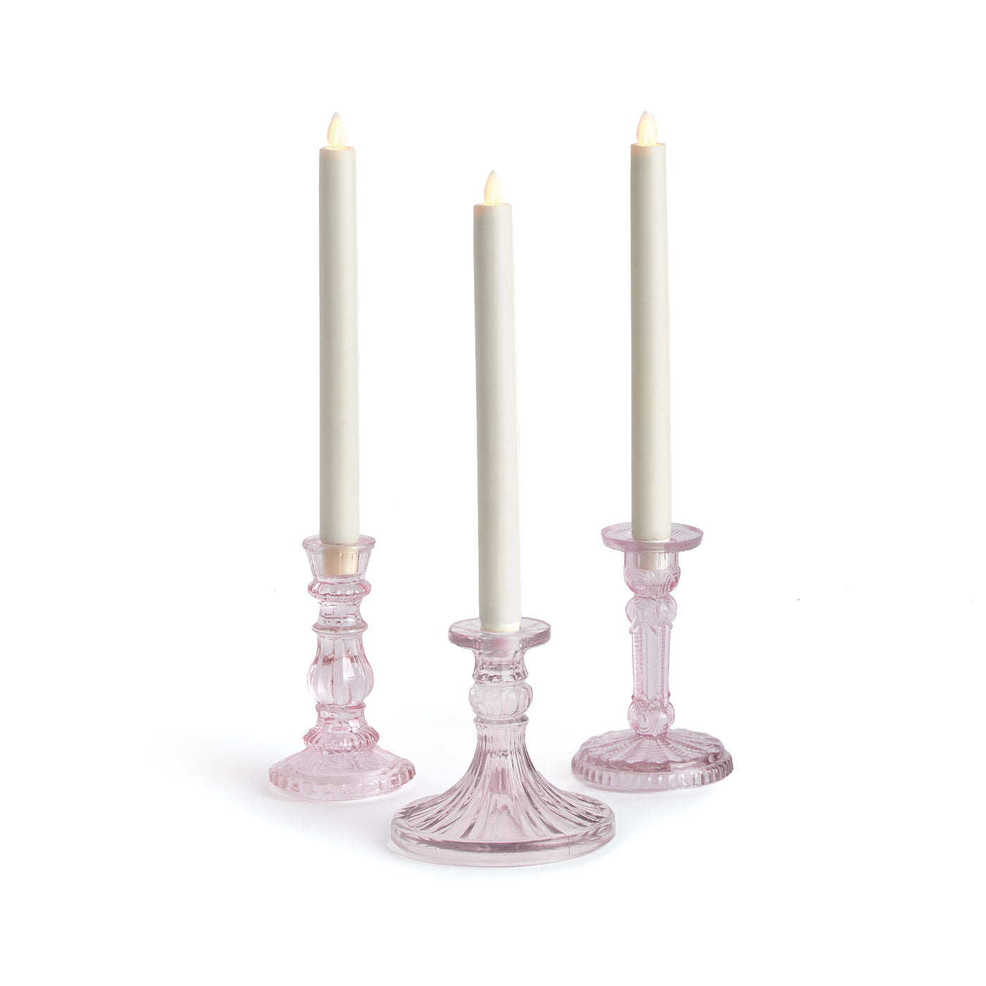 Pink Estella Taper Holders (set/3)