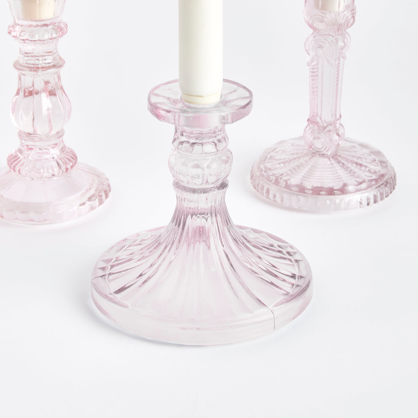 Pink Estella Taper Holders (set/3)
