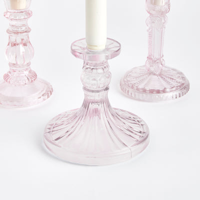Pink Estella Taper Holders (set/3)