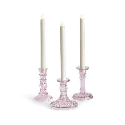 Pink Estella Taper Holders (set/3)
