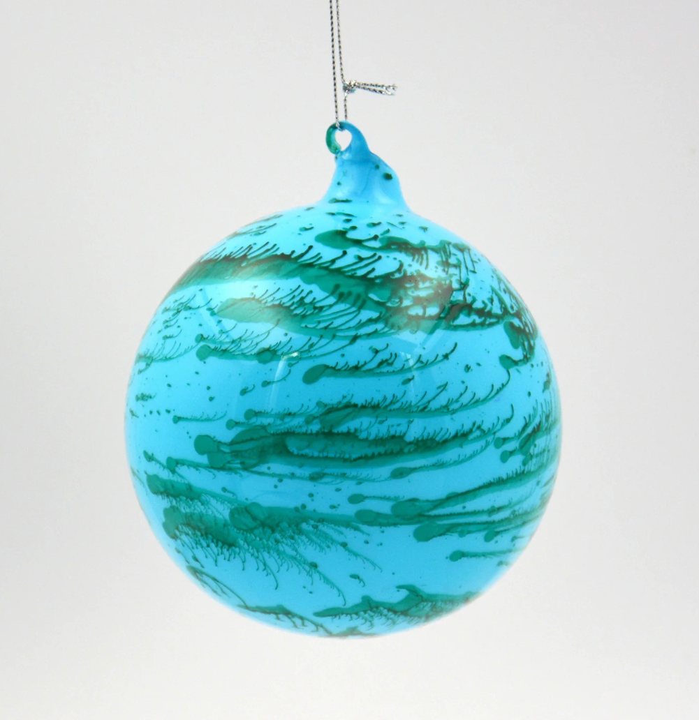 Blue/Green Marble Glass Ornament