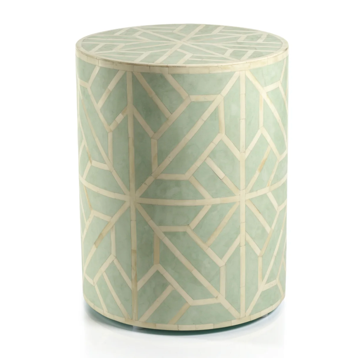 Bone Inlay Geometric Round Stool