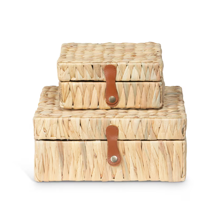 Island Palm Decorative Boxes, Set of 2