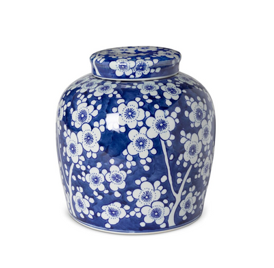 Imperial Ceramic Floral Ginger Jar, Blue and White, Small