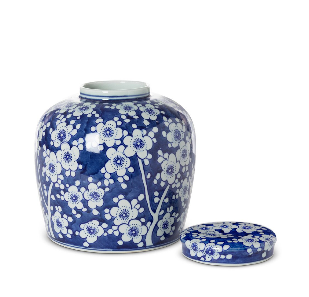 Imperial Ceramic Floral Ginger Jar, Blue and White, Small