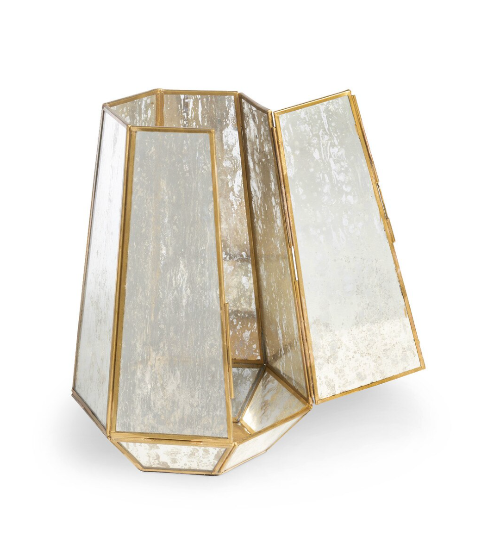 Pentagon Antique Mirrored Hurricane, Large