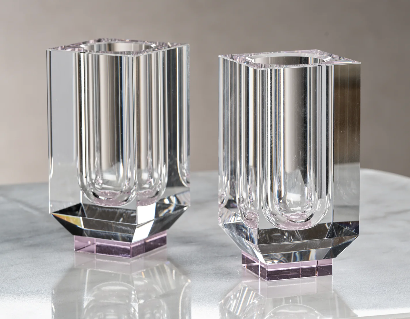 Carina Crystal Vase - Pink