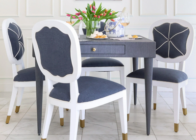 Carlyle Armless Dining Chair in Blue Tweed