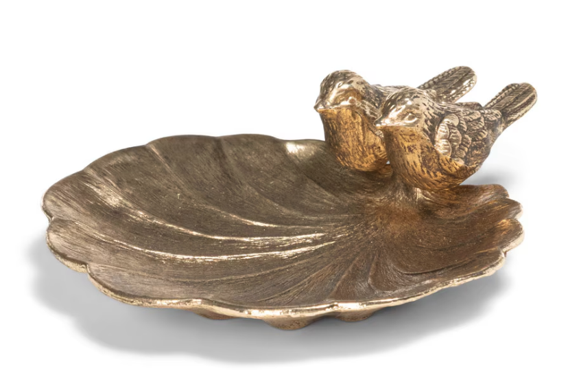 Gilded Perch Pewter Jewelry Dish
