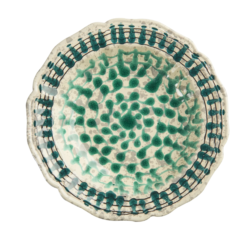 Bowl, Green & Gray Drip