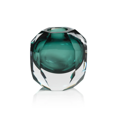 Emerald Cut Glass Vase