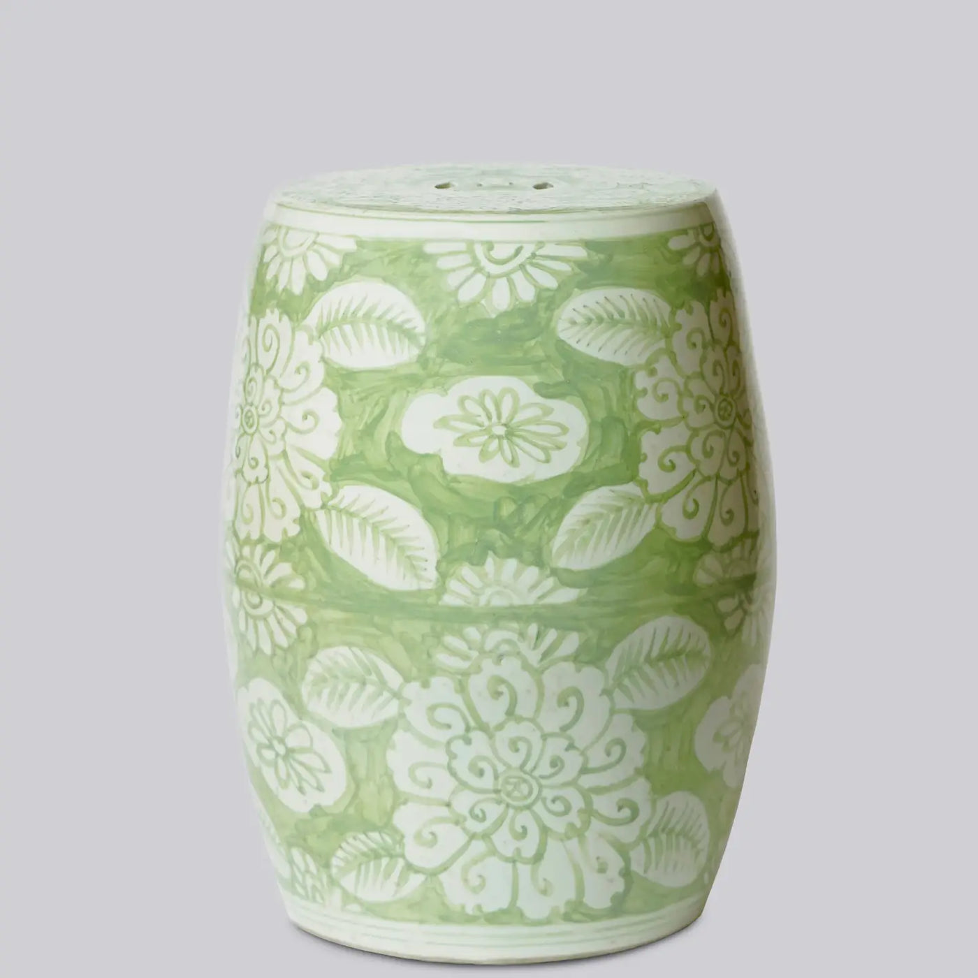 Green and White Porcelain Floral Garden Seat