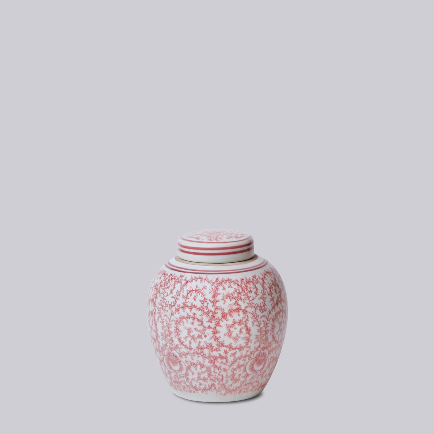 Red and White Porcelain Scrolling Peony Jar