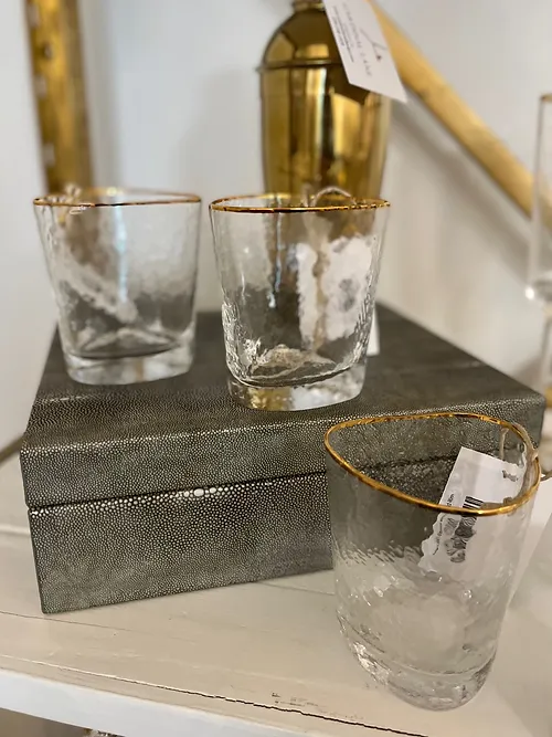 Low Ball Glass with Gold Rim